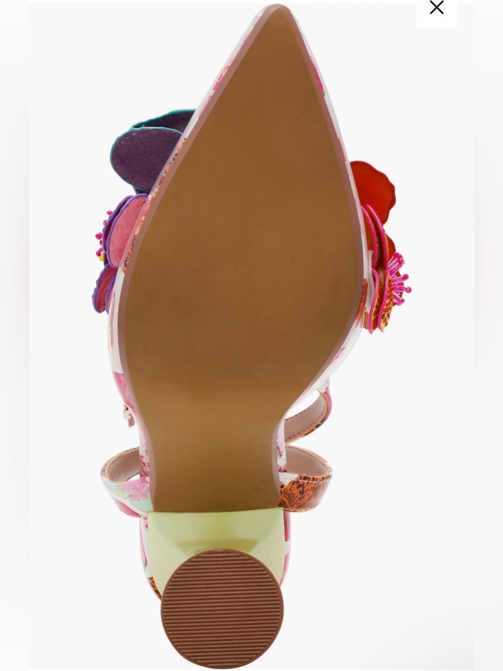 NIB Betsey Johnson Pink Floral Applique Ankle-Strap Heel with Purple Accents - Picture 6 of 6